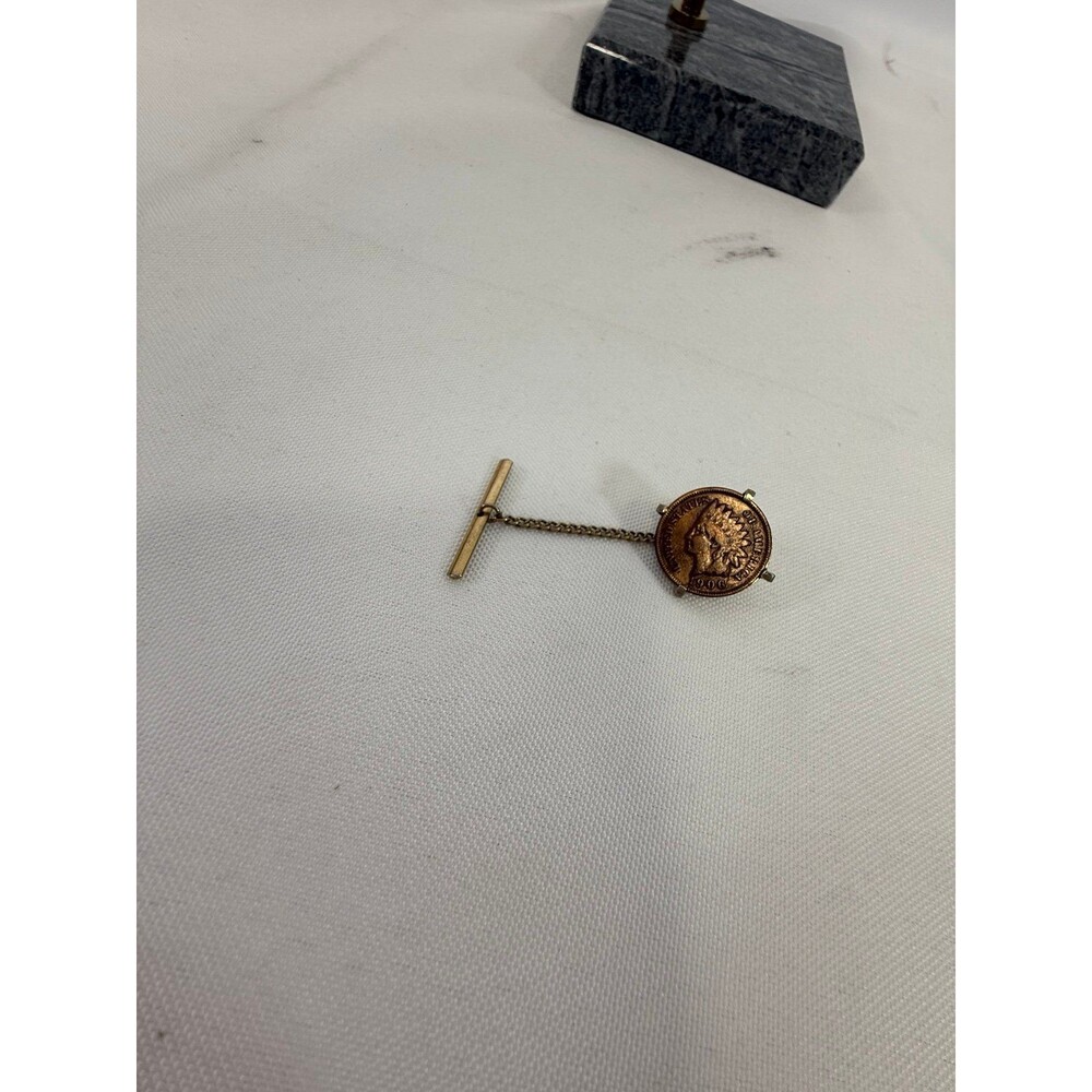 Vintage Men's Swank 1906 Copper Coin Indian Head Penny Tie Clip
